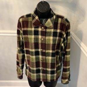 Christopher & Banks Plaid Chenille Jacket Size S